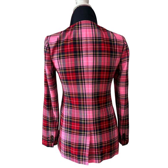 RARE J. Crew Parke Blazer Jacket Pink Tartan Stewart Plaid Check Holiday Size 0 - Picture 9 of 10
